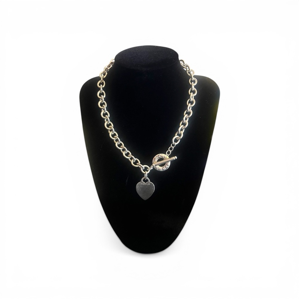 Tiffany & Co. Heart Tag Toggle Necklace, Sterling Silver 16” Vintage 2001 - Picture 3 of 9